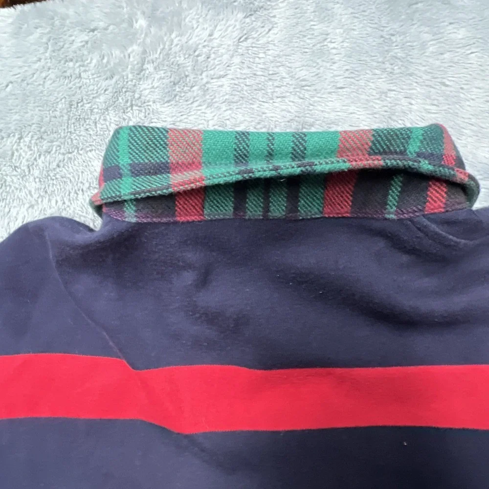 Vintage Polo Ralph Lauren Shirt Men's L Flannel Collar Colorblock Pretty Sm Pony